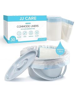 JJ CARE Bedside Commode Liners with Absorbent Pads Pack of 30 Commode Poop Bags Liners 16x21 Adults Portable Bed Pan Toilet Chair Disposable Toilet Bags for Bedside