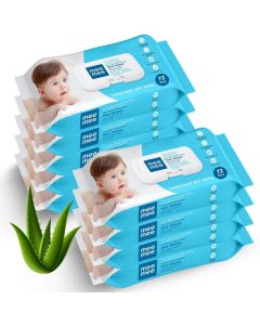 Mee Mee Caring Baby Wet Wipes with Aloe Vera - 72 Wipes/Pack (9 Packs, 648 Wipes Total)