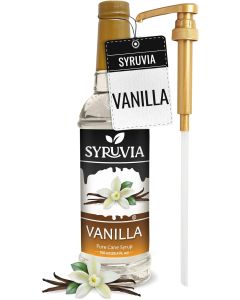 Syruvia Vanilla Flavored Coffee Syrup for Drinks, Lattes, and Desserts – 25.4 fl oz with Pump