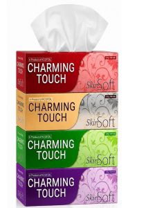 Kcofoil Charming Touch 100x4 Sheets 2-Ply Facial Tissue Soft, Skin-Friendly, OBA-Free, Biodegradable Dry Facial Wipes for Sensitive Skin Eco-Friendly, Gentle, and Durable for Everyday Use
