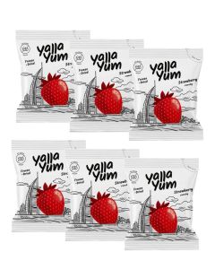 YallaYum Freeze-Dried Strawberry, 6 Packs of 8g / 100% Fruit, Non-GMO, No Added Sugar, Gluten-Free,No Additives Added, Vegan, Made From 620g Fresh Strawberry / Healthy Snack for On-the-Go
