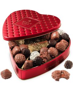 Bonnie and Pop Heart Shaped Chocolate Gift Basket with Assorted Milk Chocolate Truffles