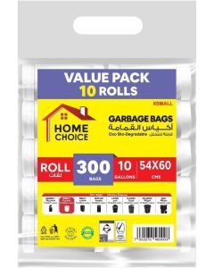 10 Gallons, Pack of 300-Pieces, Size 54x60 cm,( 30 Trash Bags x 10 Rolls) Bio-degradable Garbage Bags Rolls, Bundle Pack, Value Pack