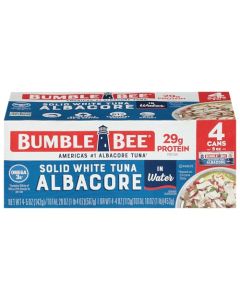 Bumble Bee Solid White Albacore Tuna in Water 5 oz Can Pack of 4 Wild Caught Tuna 29g Protein per Serving High in Omega3s NonGMO Project Verified Gluten Free Kosher