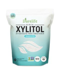 DureLife XYLITOL Sugar Substitute 5 LB Bulk 80 OZ Made From 100 Pure Birch Xylitol NON GMO Gluten Free Kosher Sugar alternative Packaged In A Resealable zipper lock Stand Up Pouch Bag