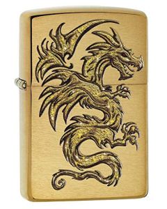 Zippo Dragon Design Brushed Brass Pocket Lighter