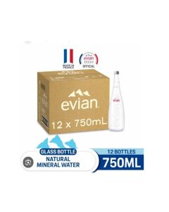 Evian Natural Mineral Water Glass - 750ML (Pack of 12)