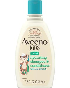 Aveeno Kids 2-in-1 Hydrating Shampoo & Conditioner, Gently Cleanses, Conditions & Detangles Kids Hair, Formulated With Oat Extract, For Sensitive Skin & Scalp, Hypoallergenic, 12 fl. oz