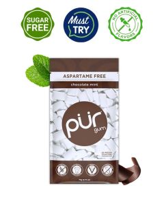 Chewing Gum Sugar Free Chocolate Mint Flavor 55 Pieces Pack of 1 Aspartame Free Vegan Gluten Free With 100% Xylitol Sugar Free Chewing Gum