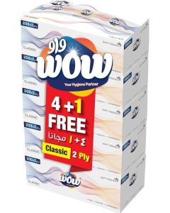 WOW Premium Facial Classic 200 x 2 Ply Tissue - 4-Box