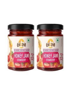 Eatopia Strawberry Sugar Free Honey Jam in Fresh with Strawberry / 100% Pure & Natural with No Artificial Chemicals/Preservatives / Healthy Good for Gut Health (480g)