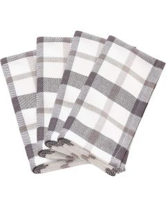 SARO LIFESTYLE Yuri Collection Plaid Design Cotton Napkin Set of 4 20 Grey
