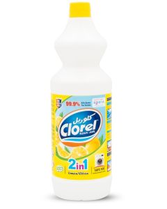 Clorel 2-in-1 Bleach Lemon / 1kg Multi-Purpose Bleach Liquid for Stain Removal, Fabric Whitening, Surface Disinfection, & Household Cleaning / Kills 99.9% of Germs with Powerful Laundry Bleach & Detergent