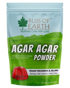 Bliss of Earth Bacteriological Grade Agar Agar Powder, 100% Food Grade Natural Thickener, Vegan China Grass, Gluten Free & Gelatin Substitute For Baking, Jelly & Candies, 53gm
