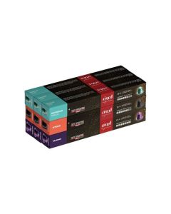 Nespresso Compatible Aluminium Capsules (3 Flavors: Palermo, Intenso, Indonesian Toraja), Pack of 9 (90 Capsules) 468gm