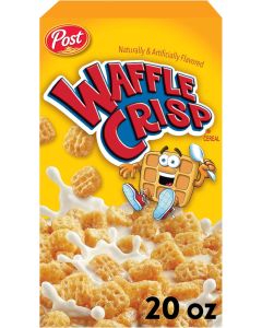 Post Waffle Crisp Breakfast Cereal, Sweetened Waffle Shaped Cereal, 20 OZ Box