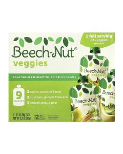 Beech-Nut, Veggies, 6+ Months, Variety Pack, 9 Pouches, 3.5 oz (99 g) Each