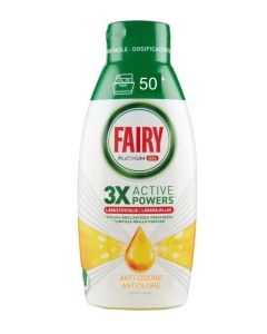 Fairy Dishwasher Liquid Gel, 60 Washes, Pack of 2 Bottles, Platinum Lemon, Adds Extra Shine, Combines Cleanliness and Freshness