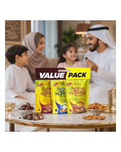 Chocomira Arabian Treatz Value Pack – Chocolate Dates with Almonds Assorted – 100% Gluten Free – Premium Middle Eastern Sweets – Gift Pack – 3 x 100g Pouches