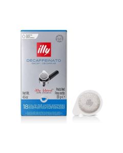 Illy Classico Pods Decaffeinated Medium Roast Classic with Notes Of Chocolate and Caramel 100% Arabica Coffee, All Natural, No Preservatives, 18 Count