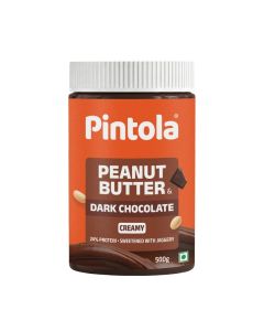 Pintola Peanut Butter Chocolate Flavour Creamy 500g - 18.6g Protein & 5.2g Dietary Fiber, Made with Premium Roasted Nuts & Cocoa, Gluten Free, Zero Cholesterol & Trans Fat, Vit E & B3, Dark Chocolate