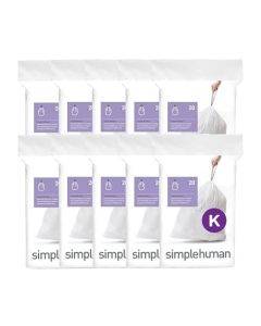 simplehuman Code K 200 Count Custom Fit Liners Drawstring Kitchen Trash Bags OnebyOne MessFree Dispense Extra Thick Double Seamed 50 PCR Plastic 3045 Liter 812 Gallon White