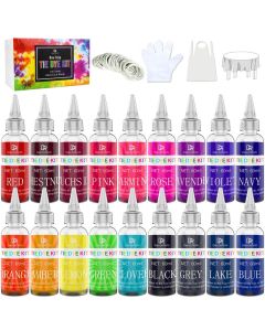 Tie Dye Kit 18 Colour Fabric Tie Dye Kits for DIY Textile Paint Craft Art Allin1 Tye Dye Colour Powder Set for Shirt Clothes Painting Party Supplies Adults and Kids Handmade Projects
