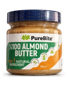 %100 Natural Almond Butter, Sugar Free, Gluten Free, High Protein-200 gr