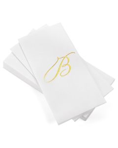 AH AMERICAN HOMESTEAD Disposable Hand Towels for Bathroom 50 Count Guest Bathroom Essentials Bathroom Paper Towels Monogrammed Disposable Napkins Wedding Napkins in Paper Towel Tray Gold B
