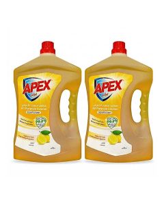 Apex All Purpose Cleaner Liquid, Floor and Multi Surface Cleaner, Disinfectant Hygienic Cleaning Formula, Removes Tough Stains, Long Lasting Fragrance, Lemon, Promo Pack 2 x 3 liter, 6L