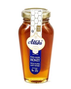 Attiki Pure Raw No.1 Greek Honey Wild Flora and Thyme (Attiki Honey 8oz 2 Pack)