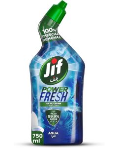 JIF Power Fresh Toilet Cleaner Liquid, Aqua, 750ml / 100% Limescale Remover, Kills 99.9% Germs