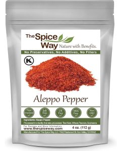 The Spice Way Premium Aleppo Pepper Ground - 4 oz Crushed Aleppo Pepper Flakes for Turkish and Mediterranean Cooking
