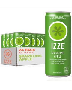 IZZE Sparkling Water Juice Beverage Blend Apple No Sugar Added 84 FL OZ 24 Cans