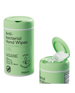 Biopure Antibacterial Hand Wipes Fresh Morning Breeze Antibacterial Wipes with Aloe and Vitamin E Formula 5x7 Wet Wipes Canister No Parabens Sulfates or Phthalates Kills 99 of Germs 50 ct
