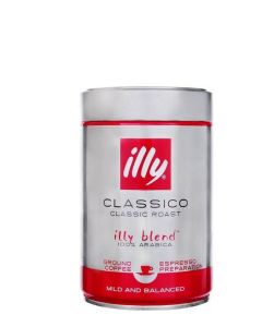 illy Classico Classic Roast Espresso Ground Coffee Tins 250g