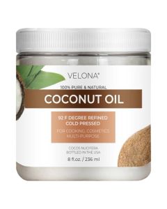 velona Coconut Oil 92 Degree 8 fl oz 100 Pure and Natural Carrier Oil in jar Refined Cold pressed Skin Face Body Hair Care Use Today Enjoy Results