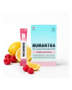 Humantra Raspberry Lemonade Electrolyte Hydration / Zero Sugar, Vitamin C + B12 w/ Magnesium