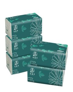 Orange Paper 4 Ply bamboo Facial Tissue ultra Soft Pack, Car Tissue Refill, Facial Tissues, Face Towel,Travel Size Pack for Car, 60 Pulls per pack Medium size (Flower_Green_Pack of 5)