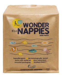 Eco Swim Pants for Babies, Large, 12–18 kg, Hypoallergenic, Dermatologically Tested, Biodegradable, Recycled Packaging, Leak Protection, Pack of 15