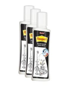 Pitambari Rooperi Silver Shine Instant Cleaner 50ml (PACK OF 3) / Restores Shine to Silver Diyas, Vessels & Antique Pieces with Detailed Designs