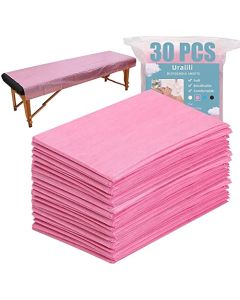 30PCS Massage Table Sheets Disposable Non Woven SPA Bed Cover Breathable Polypropylene Fabric 31 x 70 Thin Not Waterproof Pink