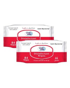 Cool & Cool Disinfectant Wipes - 84's (Pack of 2) - Antibacterial Skin Wipes with Vitamin E,Kills 99.9% Germs,Convenient for Use,Aloe Vera Gel & Herb Extract,Moisturizing and Nourishing 168 Wipes