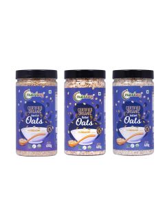Nutriorg Organic Rolled Oats 400g, Instant oats 400g & Steel Cuts Oats 650g (Combo Of 3) / USDA Certified / Weight Management / Whole Grain / Fiber & Protein Rich Oats