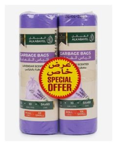 Garbage Bags Lavender-Scented, 10 Gallon, 54 × 60 cm, 30 Bags per Roll (XX Small) – Pack of 2