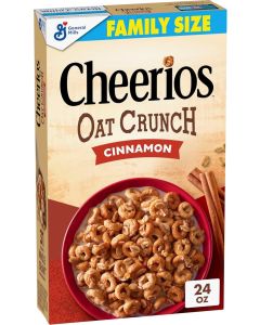 Cheerios Oat Crunch Cinnamon Breakfast Cereal, Family Size, 24 oz