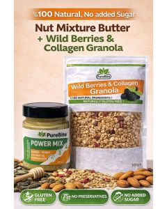 %100 Natural Almond, Coconut, Peanut Butter. Gluten Free, Sugar Free, No Preservatives – 200 gr & %100 Natural, Gluten-Free, NO Sugar added Wild Berries & Collagen Granola-300gr. Bundle
