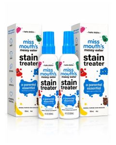 Messy Eater Stain Treater Spray, 120ml (4 Fl Oz) Pack of 2, Fast-Acting Fabric Stain Remover for Clothes & Bibs, Baby Food Stain Cleaner, Easy Spray Formula for Food, Drink & Everyday Stains, Convenient Laundry Care Solution for Home & Travel