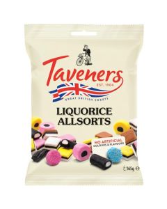 Taveners Liquorice Allsorts Great British Sweets 165g Pack of 2