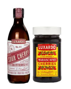 Luxardo Maraschino Cherry 400g & Sour Cherry Aromatic Bitters 200mL Variety Pack / Premium Cocktail Bitters Set for Classics & Craft Drinks